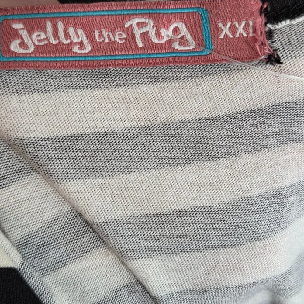 Jelly the Pug NWT Girls Boho Stripe Dress Black White Long Sleeve Size XXL